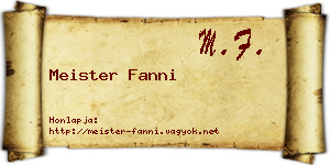 Meister Fanni névjegykártya